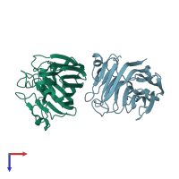 PDB entry 1vav coloured by chain, top view.