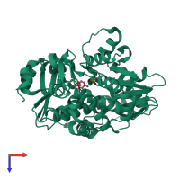 PDB entry 1vb3 coloured by chain, top view.