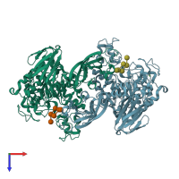 PDB entry 1vb9 coloured by chain, top view.