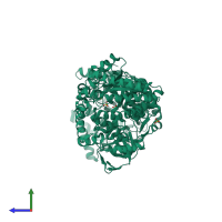 PDB entry 1vbg coloured by chain, side view.