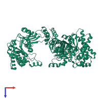 PDB entry 1vbg coloured by chain, top view.