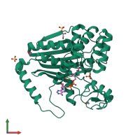 PDB entry 1vbi coloured by chain, front view.