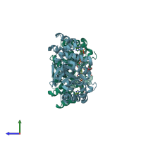 PDB entry 1vbj coloured by chain, side view.