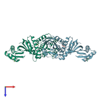 PDB entry 1vbk coloured by chain, top view.