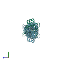 PDB entry 1vbn coloured by chain, side view.
