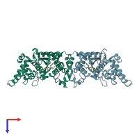 PDB entry 1vbn coloured by chain, top view.