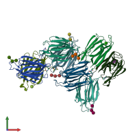 PDB entry 1vbo coloured by chain, front view.