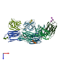 PDB entry 1vbo coloured by chain, top view.