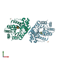 PDB entry 1vbr coloured by chain, front view.