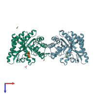 PDB entry 1vbr coloured by chain, top view.