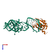 PDB entry 1vbz coloured by chain, top view.