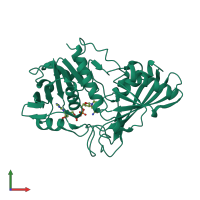 PDB entry 1vc2 coloured by chain, front view.