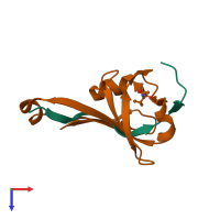PDB entry 1vc3 coloured by chain, top view.