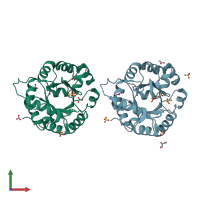 PDB entry 1vc4 coloured by chain, front view.