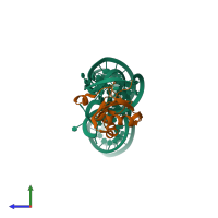 PDB entry 1vc6 coloured by chain, side view.