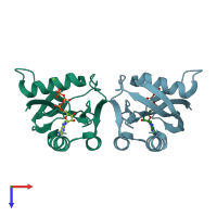 PDB entry 1vc9 coloured by chain, top view.