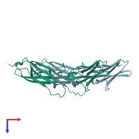 PDB entry 1vca coloured by chain, top view.