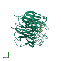 PDB entry 1vcj coloured by chain, side view.