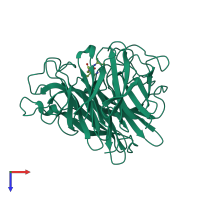 PDB entry 1vcj coloured by chain, top view.