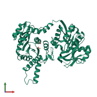 PDB entry 1vcn coloured by chain, front view.