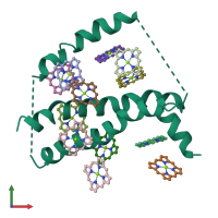 PDB entry 1vcr coloured by chain, front view.