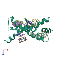 PDB entry 1vcr coloured by chain, top view.