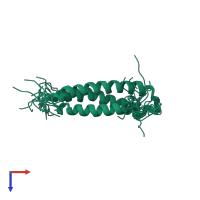 PDB entry 1vcs coloured by chain, ensemble of 20 models, top view.