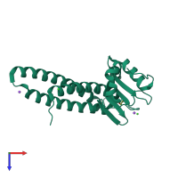 PDB entry 1vct coloured by chain, top view.