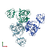 PDB entry 1vcw coloured by chain, front view.