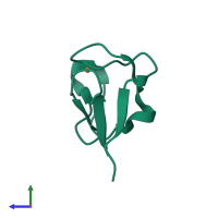 PDB entry 1vcx coloured by chain, side view.