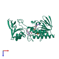 PDB entry 1vdc coloured by chain, top view.