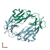 PDB entry 1vdg coloured by chain, front view.