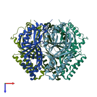 PDB entry 1vdh coloured by chain, top view.