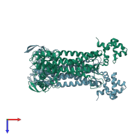 PDB entry 1vdk coloured by chain, top view.