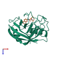 PDB entry 1vdn coloured by chain, top view.