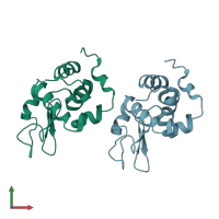 PDB entry 1vdp coloured by chain, front view.