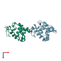 PDB entry 1vdp coloured by chain, top view.