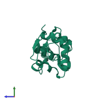 PDB entry 1vdq coloured by chain, side view.