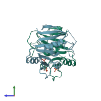 PDB entry 1vdr coloured by chain, side view.