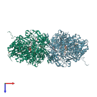 PDB entry 1vdv coloured by chain, top view.