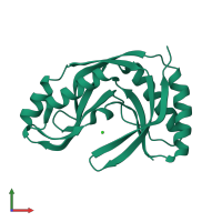 PDB entry 1vdx coloured by chain, front view.