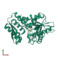 PDB entry 1ve1 coloured by chain, front view.