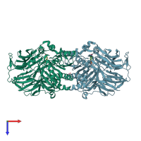 PDB entry 1ve7 coloured by chain, top view.