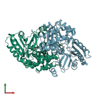 PDB entry 1vef coloured by chain, front view.