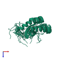 PDB entry 1veh coloured by chain, ensemble of 20 models, top view.