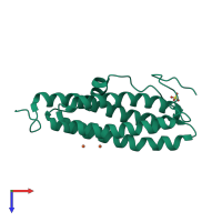 PDB entry 1vei coloured by chain, top view.