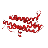 The deposited structure of PDB entry 1vel contains 6 copies of CATH domain 1.20.1260.10 (Ferritin) in DNA protection during starvation protein. Showing 1 copy in chain C.