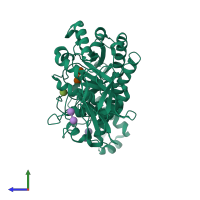 PDB entry 1veo coloured by chain, side view.