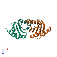 PDB entry 1vet coloured by chain, top view.