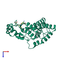 PDB entry 1vf1 coloured by chain, top view.